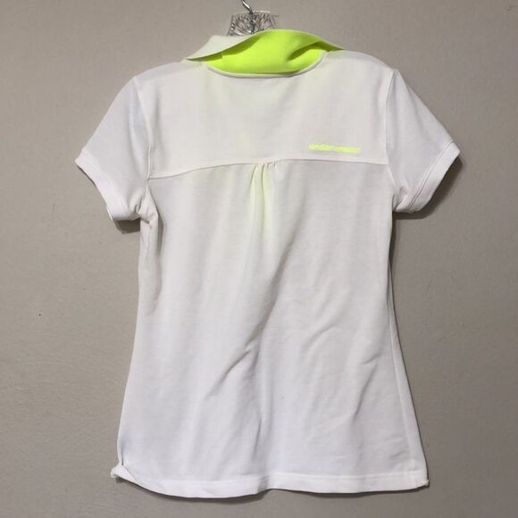 Under Armour Women’s M Medium White and Neon Green Heat Gear SPF 30 Fitted Polo - Picture 5 of 5